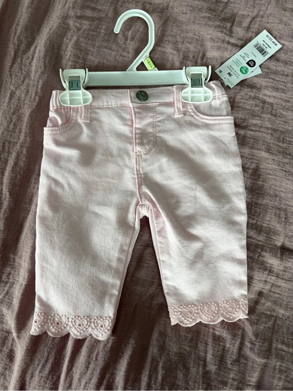OshKosh B'gosh Light Pink Lace-Hem Jeans size 3 montha